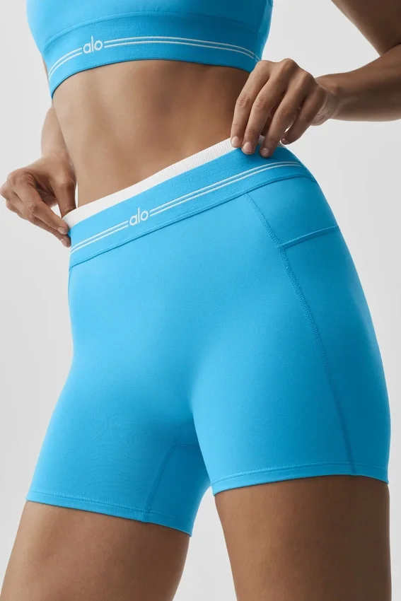 High-Waist Airbrush Szorty „Better Together” – błękitny/biały