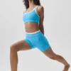 High-Waist Airbrush Szorty „Better Together” – błękitny/biały