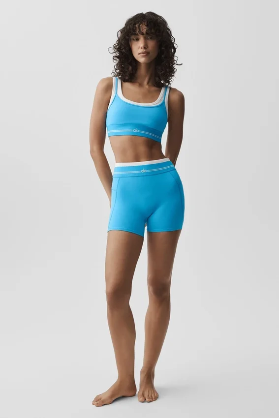 High-Waist Airbrush Szorty „Better Together” – błękitny/biały