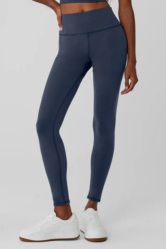 High-Waist Airbrush Winter Warm Legginsy w kolorze granatowym