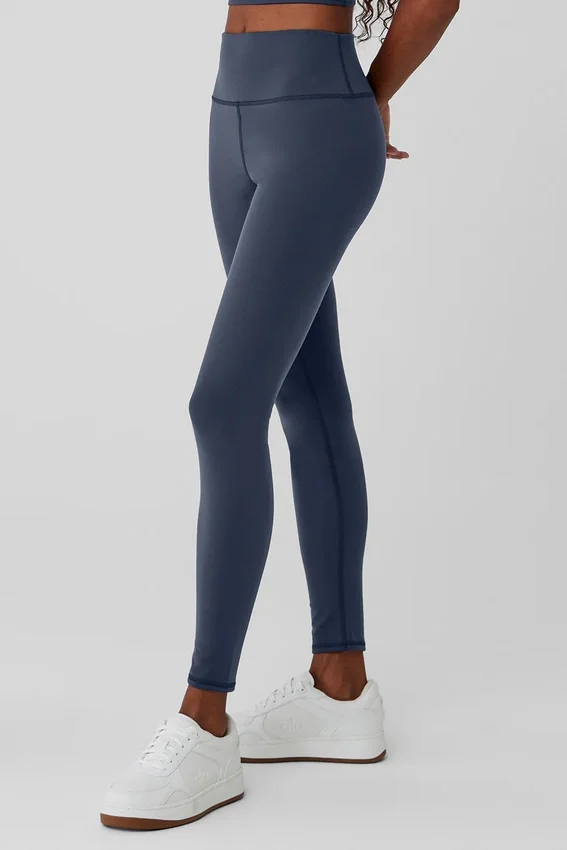 High-Waist Airbrush Winter Warm Legginsy w kolorze granatowym
