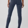 High-Waist Airbrush Winter Warm Legginsy w kolorze granatowym
