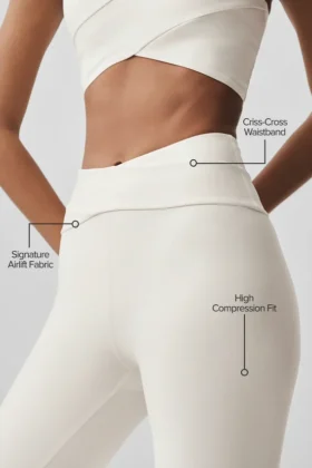 High-Waist Airlift 7/8 Horizon Legginsy – kolor kości słoniowej