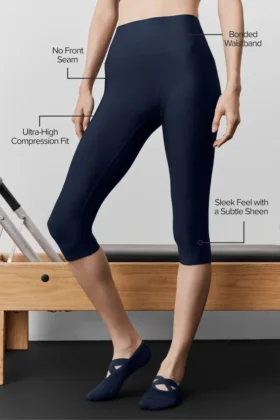 High-Waist Airlift capri legginsy – granatowe