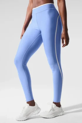 High-Waist Airlift Charger Legginsy 7/8 – krystalicznie czysty błękit/biały
