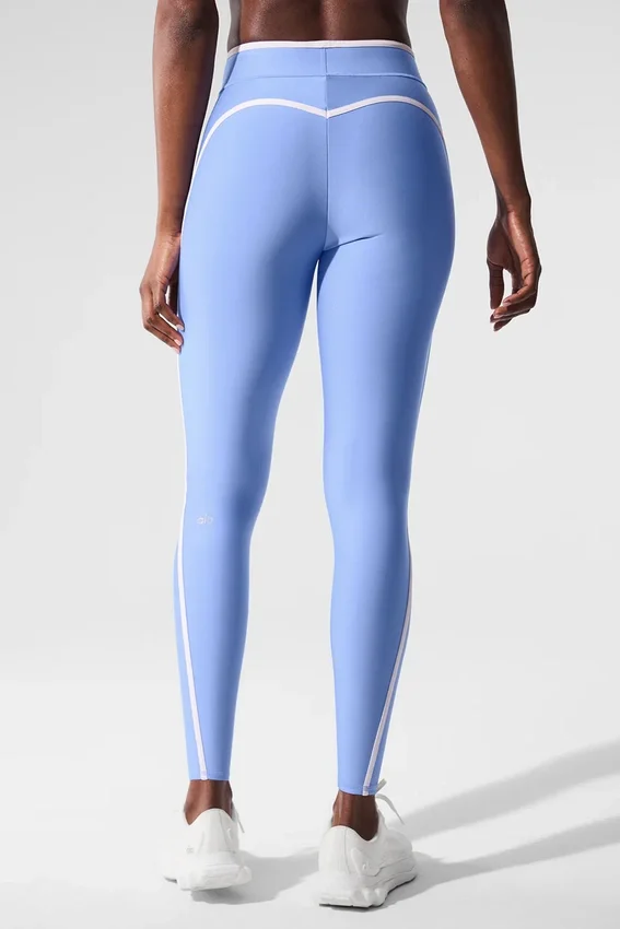 High-Waist Airlift Charger Legginsy 7/8 – krystalicznie czysty błękit/biały