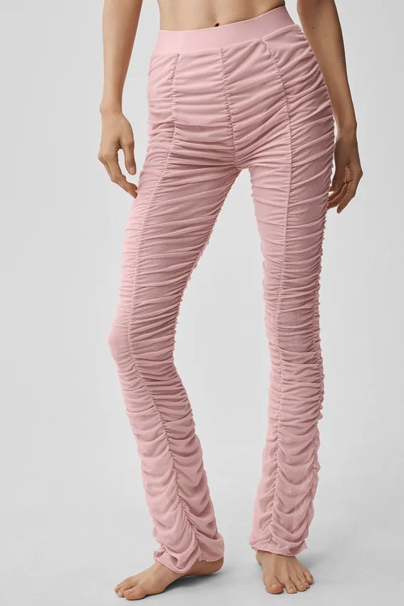 High-Waist Airlift Cherish Legginsy z siateczką – Vintage Pink