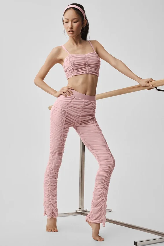 High-Waist Airlift Cherish Legginsy z siateczką – Vintage Pink
