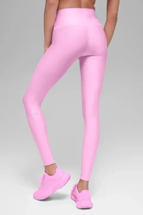 High-Waist Airlift Legging – różowe z motywem serduszek