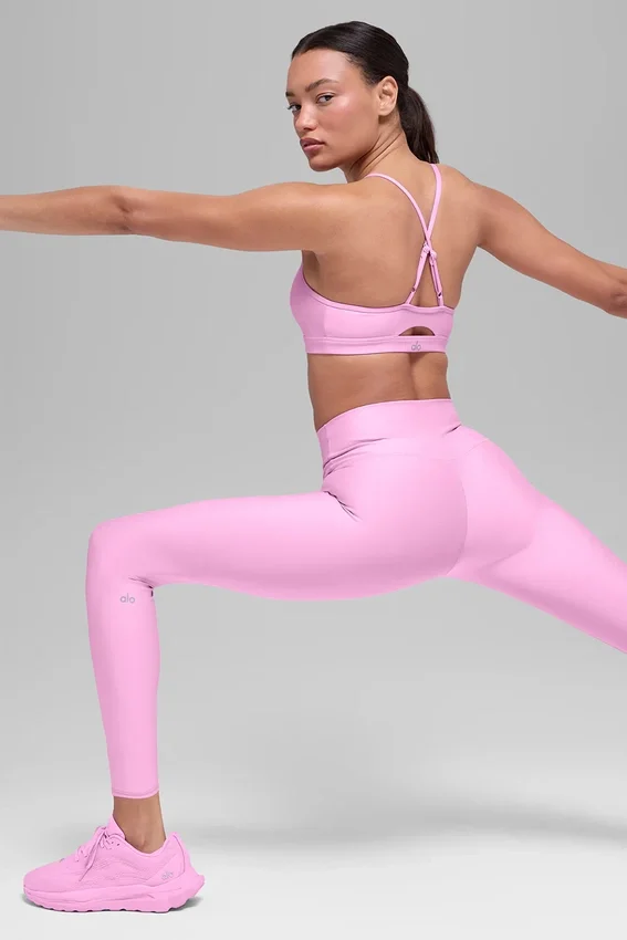 High-Waist Airlift Legging – różowe z motywem serduszek
