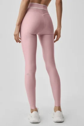 High-Waist Airlift Legginsy – różowy w stylu vintage/biały