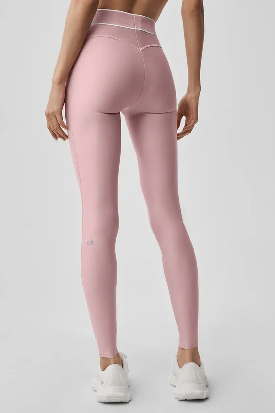 High-Waist Airlift Legginsy – różowy w stylu vintage/biały