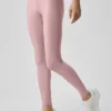 High-Waist Airlift Legginsy – różowy w stylu vintage/biały