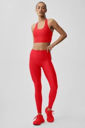 High-Waist Airlift Legginsy z wąskimi nogawkami – jasnoczerwone