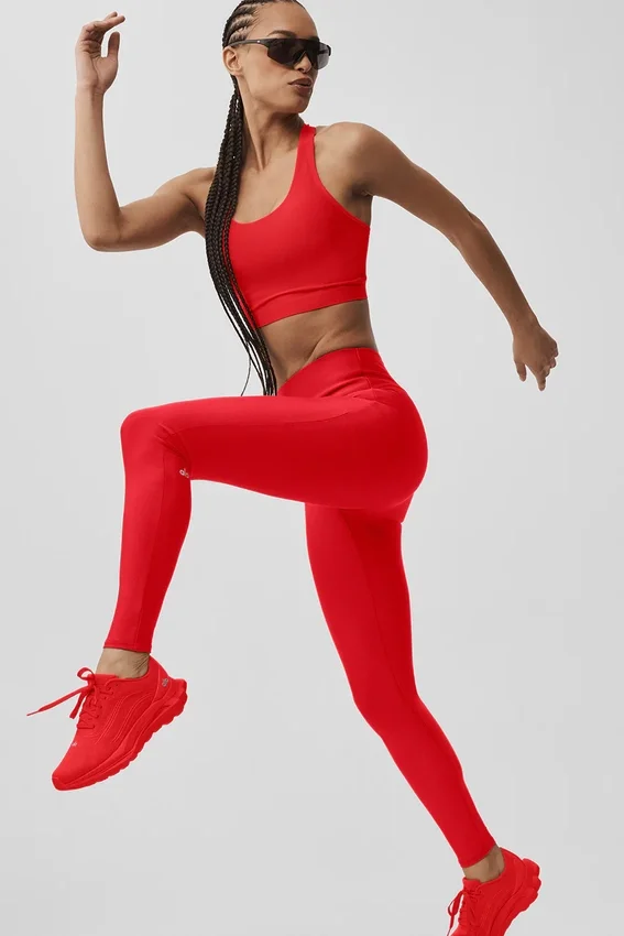 High-Waist Airlift Legginsy z wąskimi nogawkami – jasnoczerwone