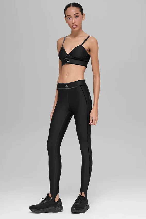 High-Waist Airlift Love Language Stirrup Legging – czarne