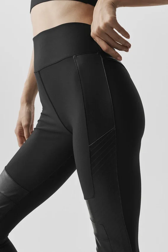 High-Waist Airlift Winter Warm Legginsy do supermoto – czarne