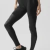 High-Waist Airlift Winter Warm Legginsy do supermoto – czarne