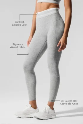 High-Waist Alosoft 7/8 „Better Together” Legginsy – kolor Athletic Heather Grey