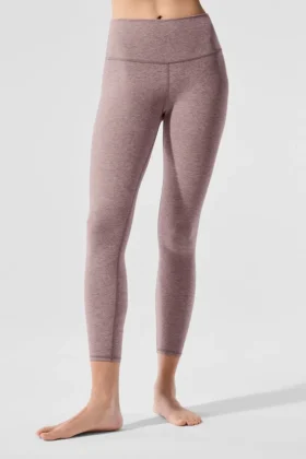 High-Waist Alosoft 7/8 Highlight Legginsy – ciemnoróżowe Quartz Heather