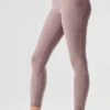 High-Waist Alosoft 7/8 Highlight Legginsy – ciemnoróżowe Quartz Heather