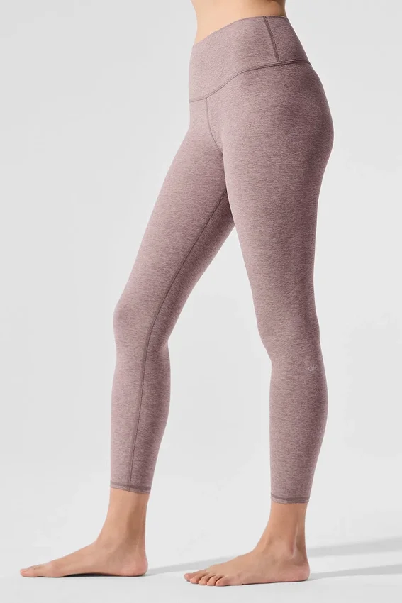High-Waist Alosoft 7/8 Highlight Legginsy – ciemnoróżowe Quartz Heather