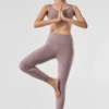 High-Waist Alosoft 7/8 Highlight Legginsy – ciemnoróżowe Quartz Heather
