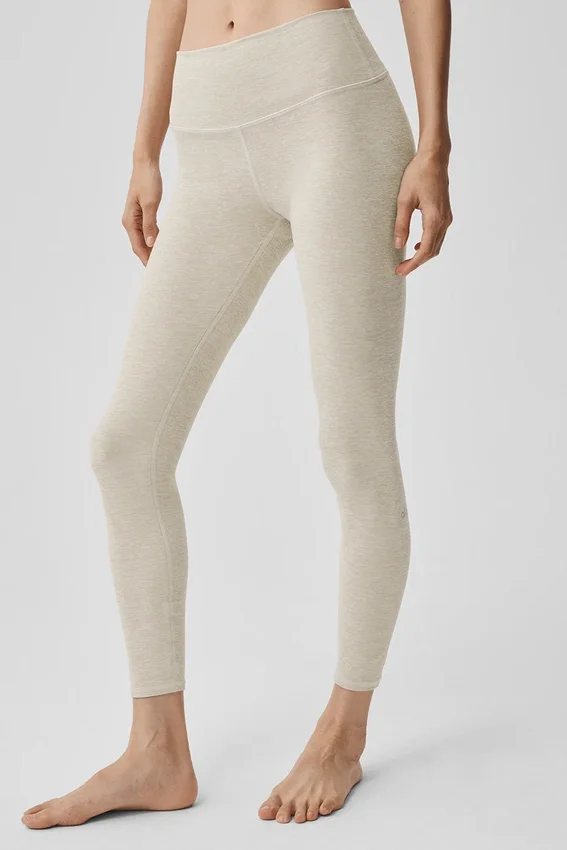 High-Waist Alosoft 7/8 Highlight Legginsy – kolor owsiany melanż