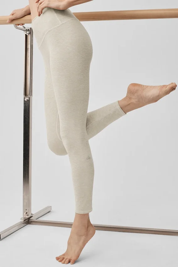 High-Waist Alosoft 7/8 Highlight Legginsy – kolor owsiany melanż