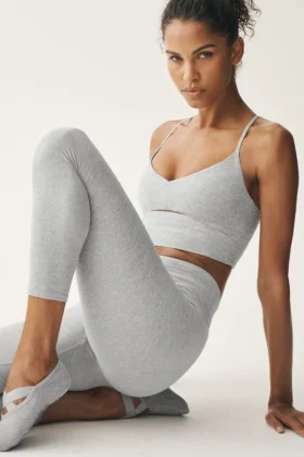 High-Waist Alosoft 7/8 Highlight Legginsy – sportowa szarość melanżowa