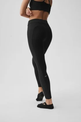 High-Waist Alosoft 7/8 Relay Legginsy – czarne/białe