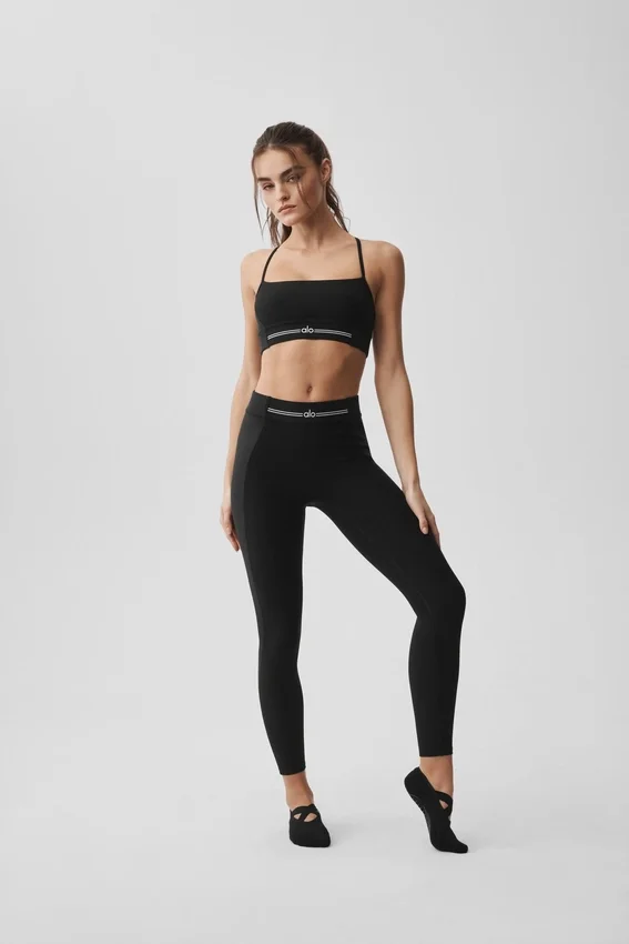 High-Waist Alosoft 7/8 Relay Legginsy – czarne/białe