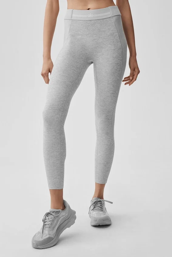 High-Waist Alosoft 7/8 Relay Legginsy – kolor Athletic Heather Grey/White