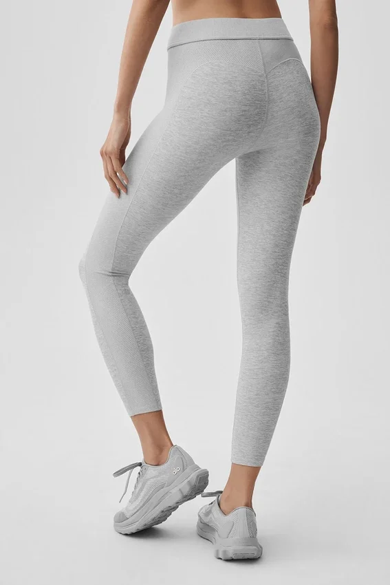High-Waist Alosoft 7/8 Relay Legginsy – kolor Athletic Heather Grey/White
