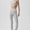 High-Waist Alosoft 7/8 Relay Legginsy – kolor Athletic Heather Grey/White