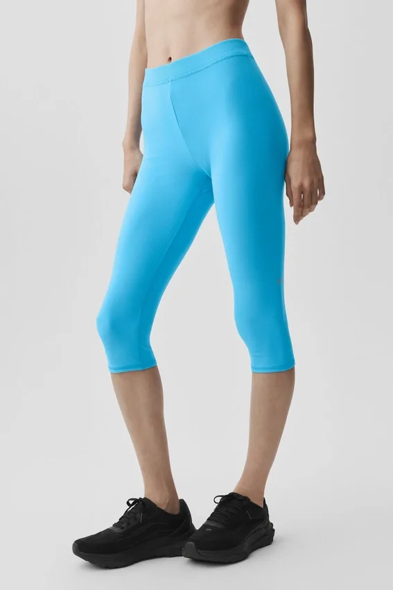 High-Waist Alosoft Capri w stylu kultowych lat 90. – błękitny