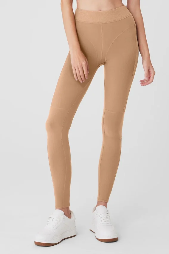 High-Waist Alosoft Head Start Legginsy – kolor Toasted Almond