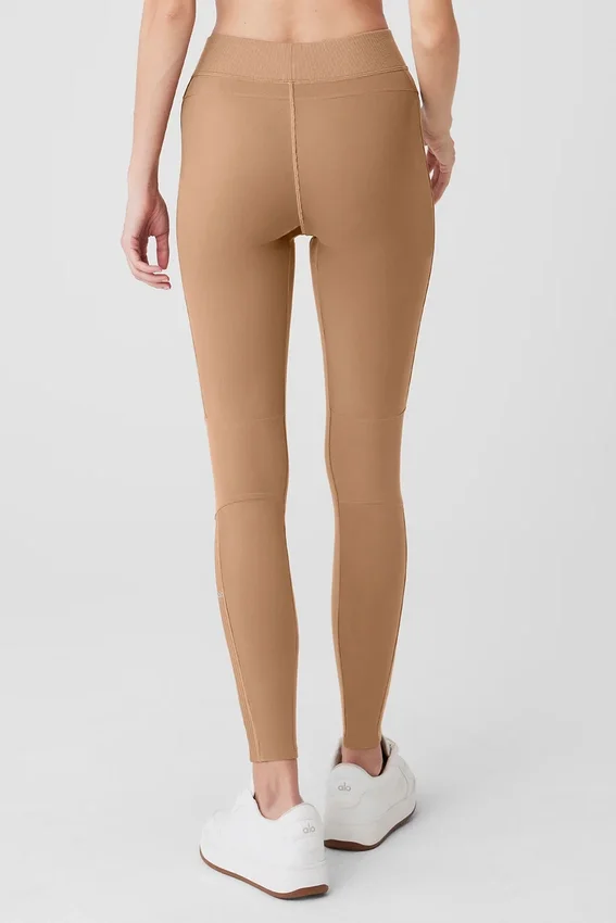 High-Waist Alosoft Head Start Legginsy – kolor Toasted Almond