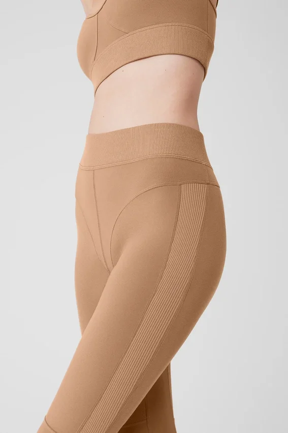 High-Waist Alosoft Head Start Legginsy – kolor Toasted Almond