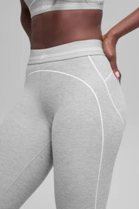 High-Waist Alosoft Heart Throb Legging z długością 7/8 – Athletic Heather Grey/Whi