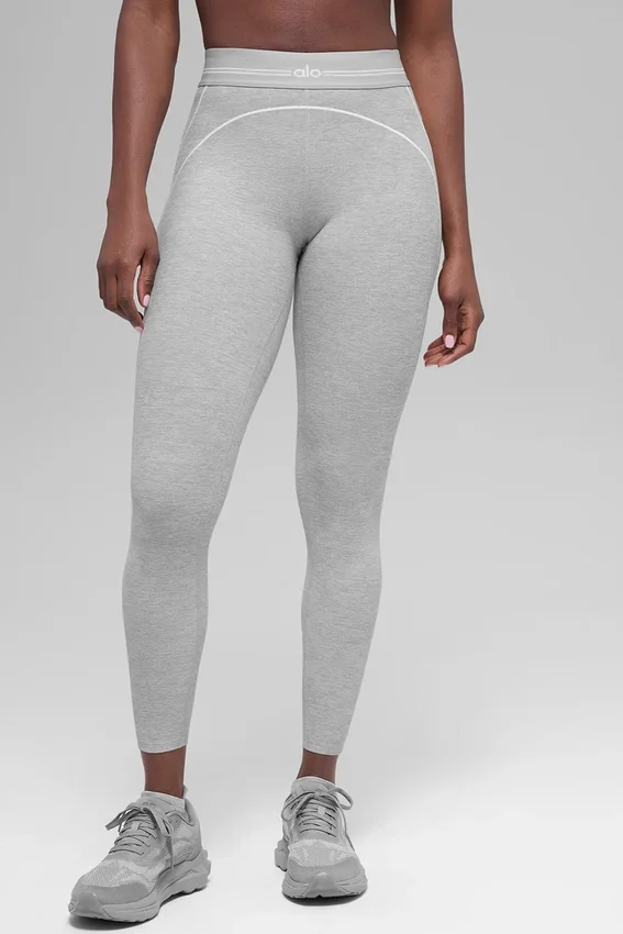 High-Waist Alosoft Heart Throb Legging z długością 7/8 – Athletic Heather Grey/Whi