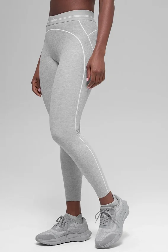 High-Waist Alosoft Heart Throb Legging z długością 7/8 – Athletic Heather Grey/Whi
