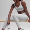 High-Waist Alosoft Heart Throb Legging z długością 7/8 – Athletic Heather Grey/Whi