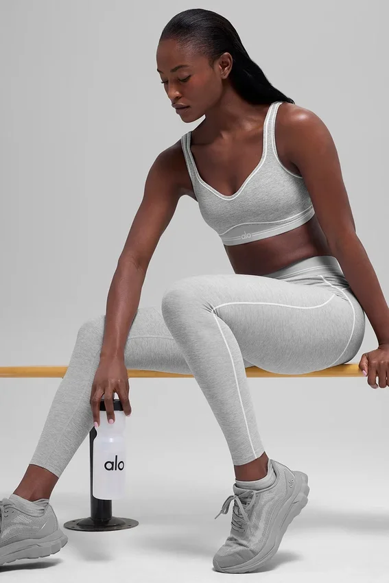 High-Waist Alosoft Heart Throb Legging z długością 7/8 – Athletic Heather Grey/Whi