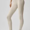 High-Waist Alosoft Heart Throb Legginsy 7/8 – kolor owsiany melanżowy/biały