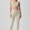 High-Waist Alosoft Heart Throb Legginsy 7/8 – kolor owsiany melanżowy/biały