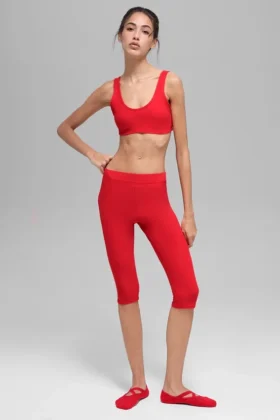 High-Waist Alosoft Iconic 90'S Capri – jasnoczerwone