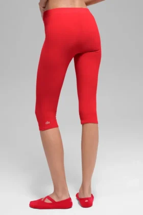High-Waist Alosoft Iconic 90’S Capri – jasnoczerwone