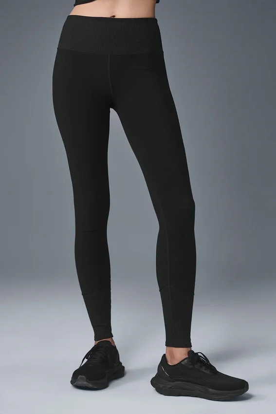 High-Waist Alosoft Legginsy domowe – czarne