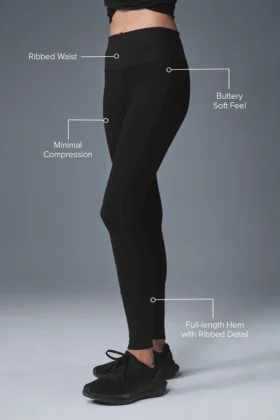High-Waist Alosoft Legginsy domowe – czarne